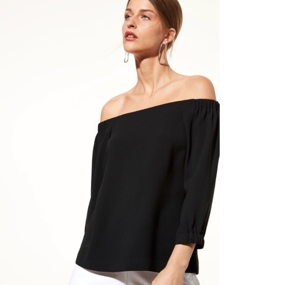 Aritzia Babaton Rodrigo black off the shoulder blouse - Picture 1 of 10